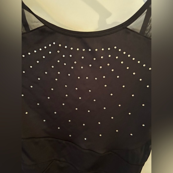 Justice black bodysuit with rhinestones. Sz 10 - Picture 4 of 7